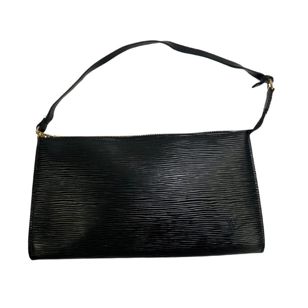 Louis Vuitton Pochette Baguette Bag Black Epi Leather Zip Closure